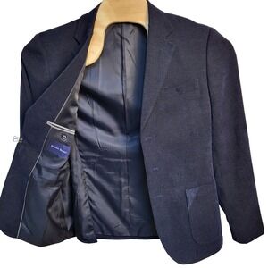 Sartoria Ranieri Men's Size 52R‎ Navy Blue Textured Blazer Jacket Elbo Patch